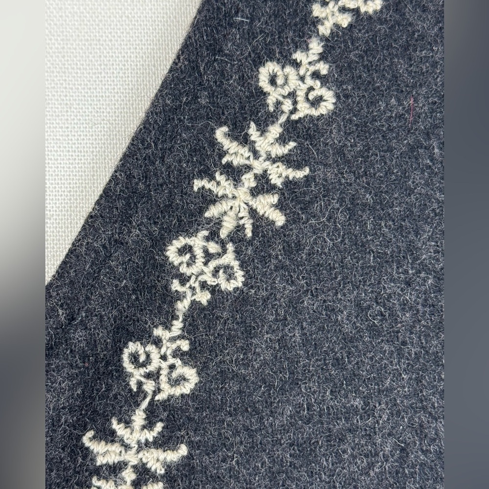 Vintage Gap Boiled Wool Vest Embroidery Full Zip Charcoal Grey Nordic Medium - Picture 3 of 9